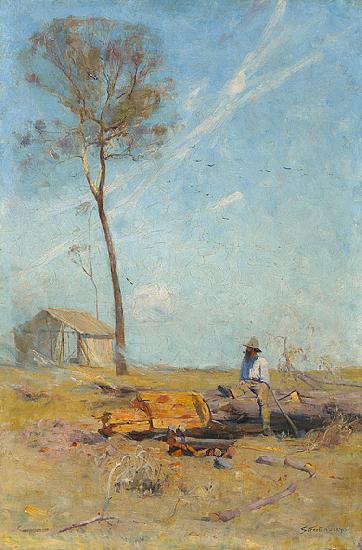 Arthur streeton Whelan on the log